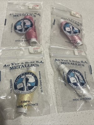 Au ver a Soie Metallic Threads Pack Of 4 New - 100m