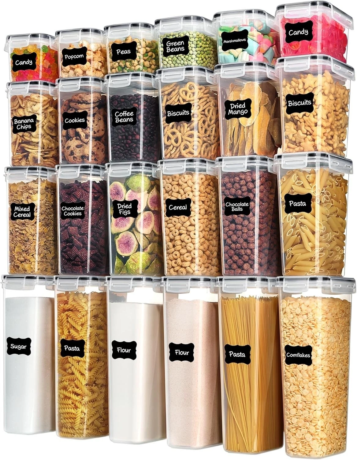 Airtight Food Storage Containers W/ Lids 24 pcs Plastic Kitchen & Pantry