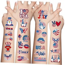 4th of July Temporary Tattoos - 80 Pcs Independence Day American Flag Red