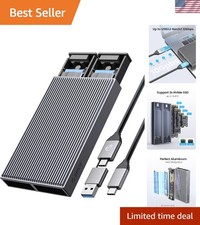Dual M.2 NVMe SSD Enclosure, USB C to M2 Adapter for M Key PCIe 2230/2242/226...