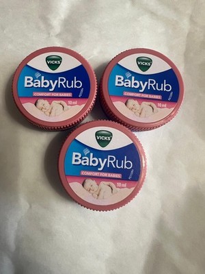 3x Vicks BabyRub Dampf Verstopfung Erkältung Kopfschmerzlinderung Menthol Taschenformat