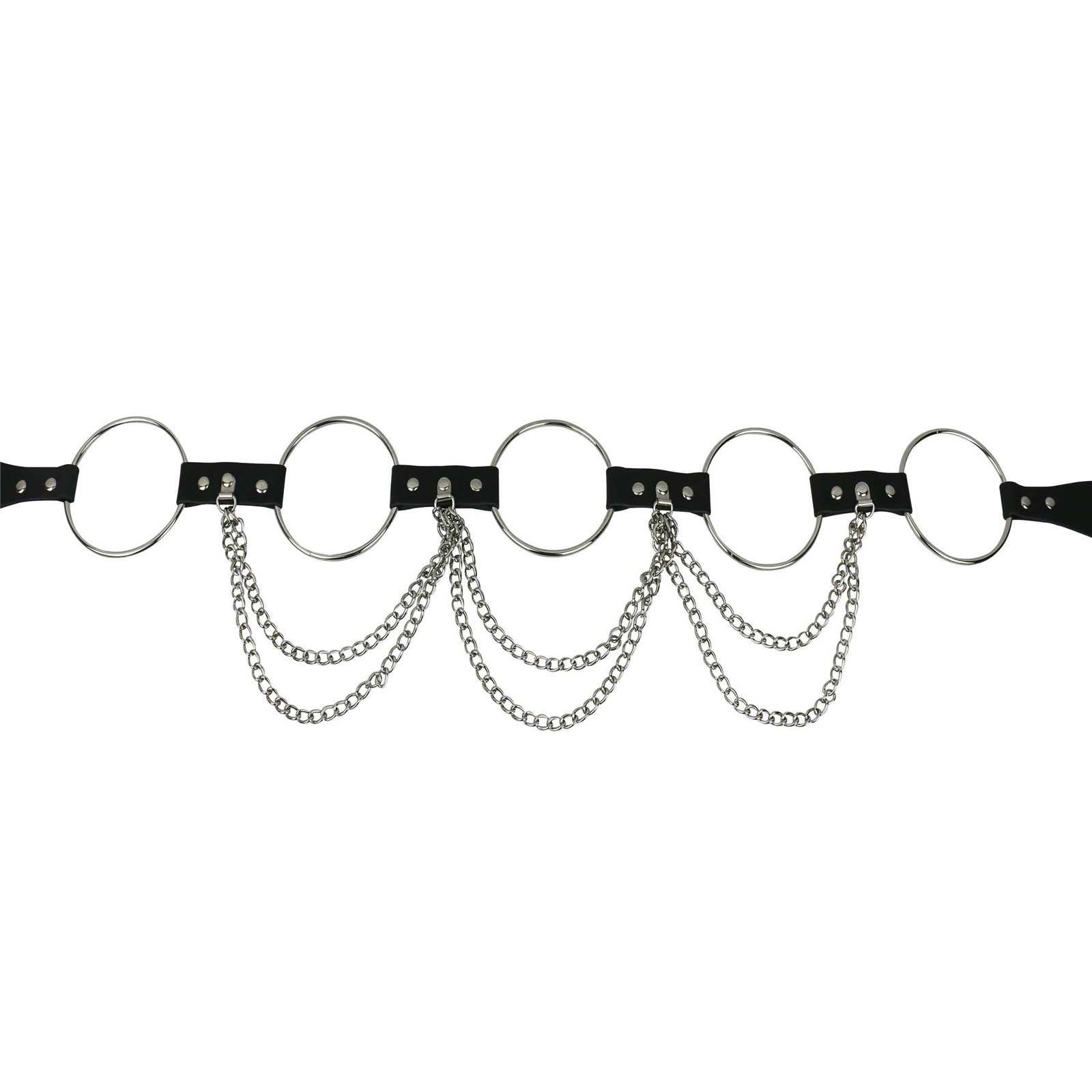 38mm Ring Double Chain Metal Stud Leather Mens UK Made Heavy Chain Belt B866 image 5