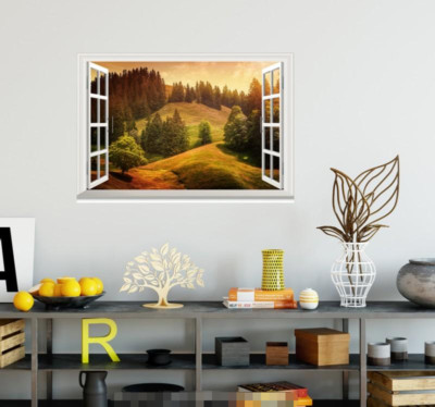 3D Plant Mountain 028 Open Windows WallPaper Murals Wall Print AJ Carly
