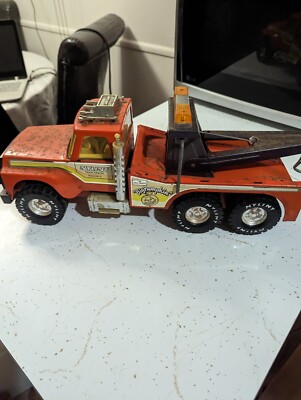 Vintage Nylint Toys Big Pumpkin Orange Wrecker Pressed Steel Tow