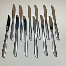 Oneida Stainless Twin Star Dinner Knives - Set of 12 - Solid Handle, Atomic MCM*