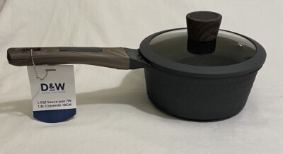 D&W Deane & White 1.9qt Sauce Pan 7  Gray/Wooden Handle NWT