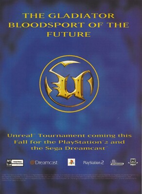 Unreal Tournament Print Ad/Poster Art Playstation 2 PS2 Sega Dreamcast (A)