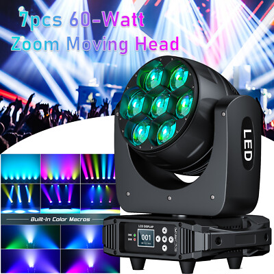 8stk 7x60W RGBW LED Beam Zoom Moving Head Wash Effekt Bühnenlicht DMX DJ Show