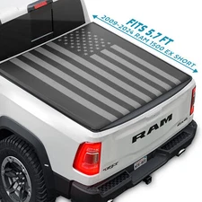 Truck Tonneau Cover for Ram 09-2024 5.7 ft Bed Soft Truck Bed Cover Black Flag