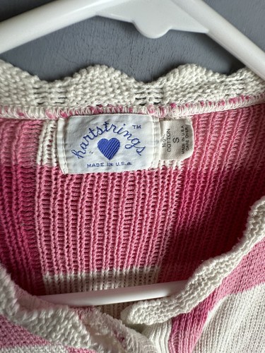 Hartstrings Girls Small Pink Strawberry Sweater Vintage Retro Classic - Picture 5 of 8
