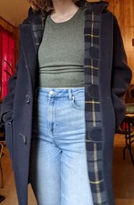 Ladies Vintage Gloverall Wool Navy Blue Duffle Coat - No Flaws - Horn Buttons