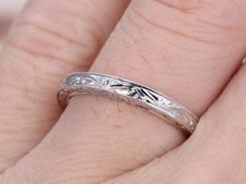 Plain Gold Anniversary Bridal Ring Stackable Band Women 14k White Gold Plated