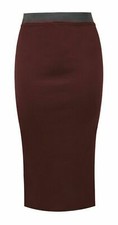 Womens Ladies Plain Bodycon Pencil High Waisted Stretch Midi Office Skirt UK