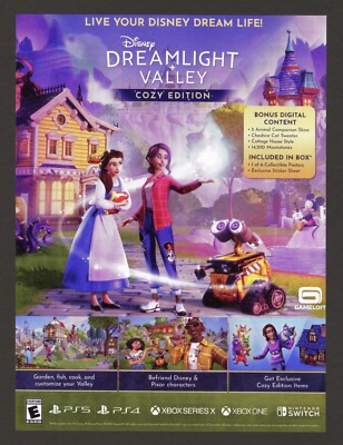 Disney Dreamlight Valley Cozy Edition PS4 Xbox One PC Promo Ad Art Print Poster