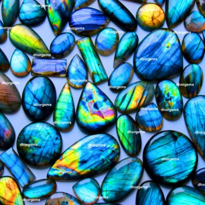 TOP GRADE NATURAL MULTI FIRE LABRADORITE CABOCHON WHOLESALE LOT GEMSTONE 