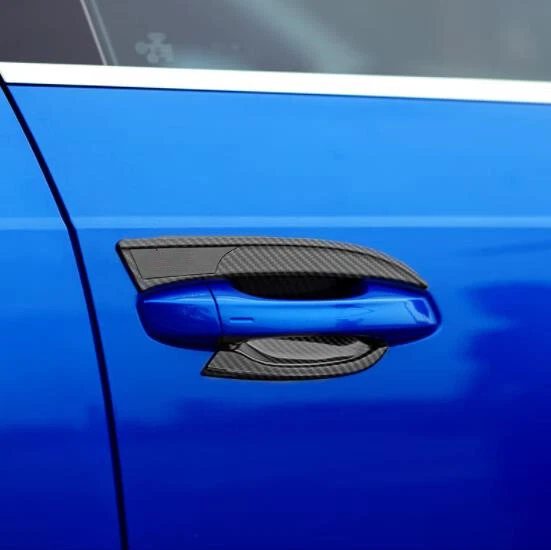 Cubierta de tazón de manija de puerta exterior de fibra de carbono 4 piezas para Audi Q3 2019~2023 Foto 4 de 4