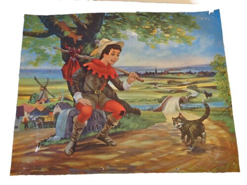 Vintage Classroom Poster - Trimmed Dick Whittington And His Cat - Foto 1 di 7