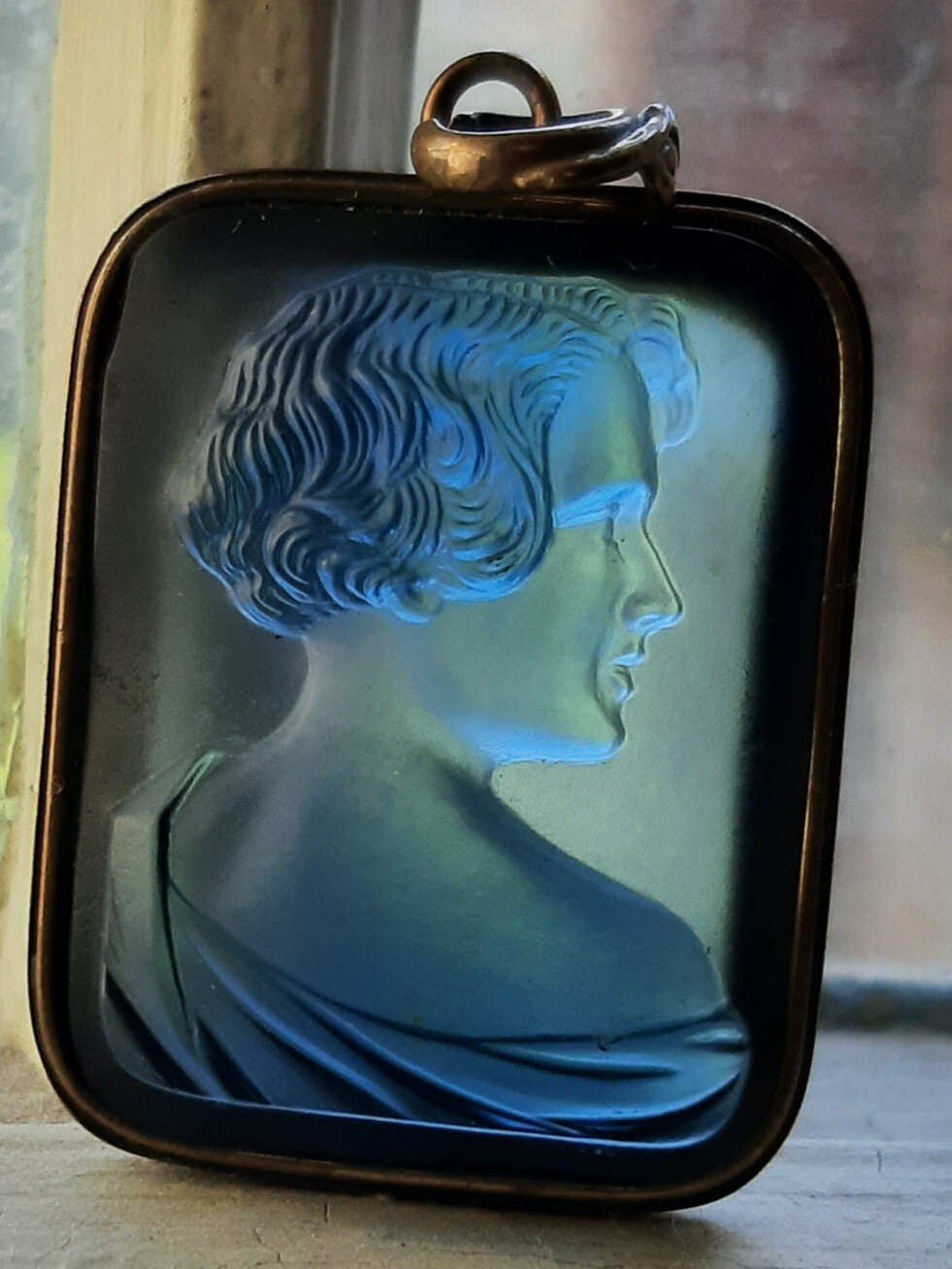 Vintage Extasia Blue Cameo Pendant Pressed Glass Jewelry eBay