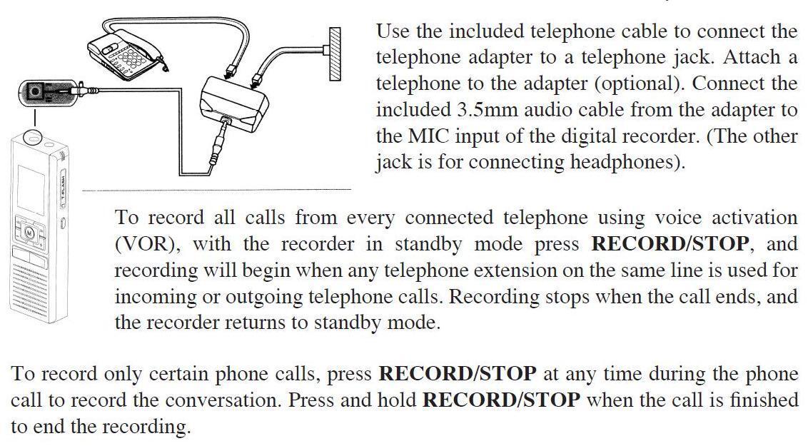 Gravador de telefone digital gravação de chamadas telefônicas 4000 horas  sistema ativado por voz