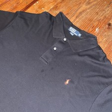 Polo Ralph Lauren Mens 2XB Big Tall Black Short Sleeve Pony Collared Polo Shirt