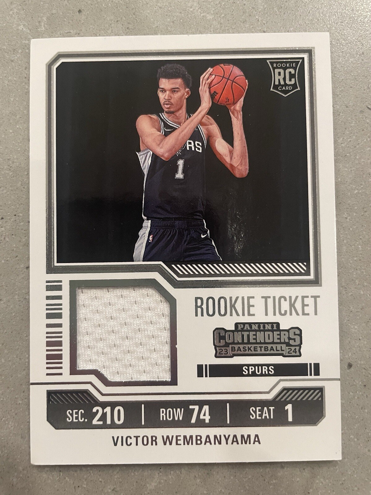 Victor Wembanyama 2023 Contenders #RTS-WEM Rookie Ticket Swatches 