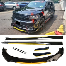 Front Bumper Lip 86" Side Skirt Rear Bumper Lip Black Yellow For Dodge Durango