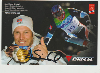 Aksel Lund Svindal Nor Ski Alpine OS 2010/1/2/3 Org. Sig.