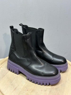 Lime Light Kamila Ankle Boots Womens Size 9 Black Purple Chelsea Platform 302738