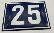 Großes Emailleschild Hausnummer Schild Blau Weiß Nummer 25 Wetterfest 20x14cm