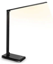 LED Desk Lamp, Eye-Caring Table Lamps Natural Light Protects Eyes 5 Modes Black