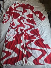 Zara zw Collection Printed midi dress red ecru Sz M AND XL BNWT