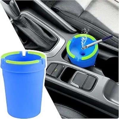 Car Cup Holder Ashtray with Lid, Portable Multifuncional Ashtray  Color: Blue