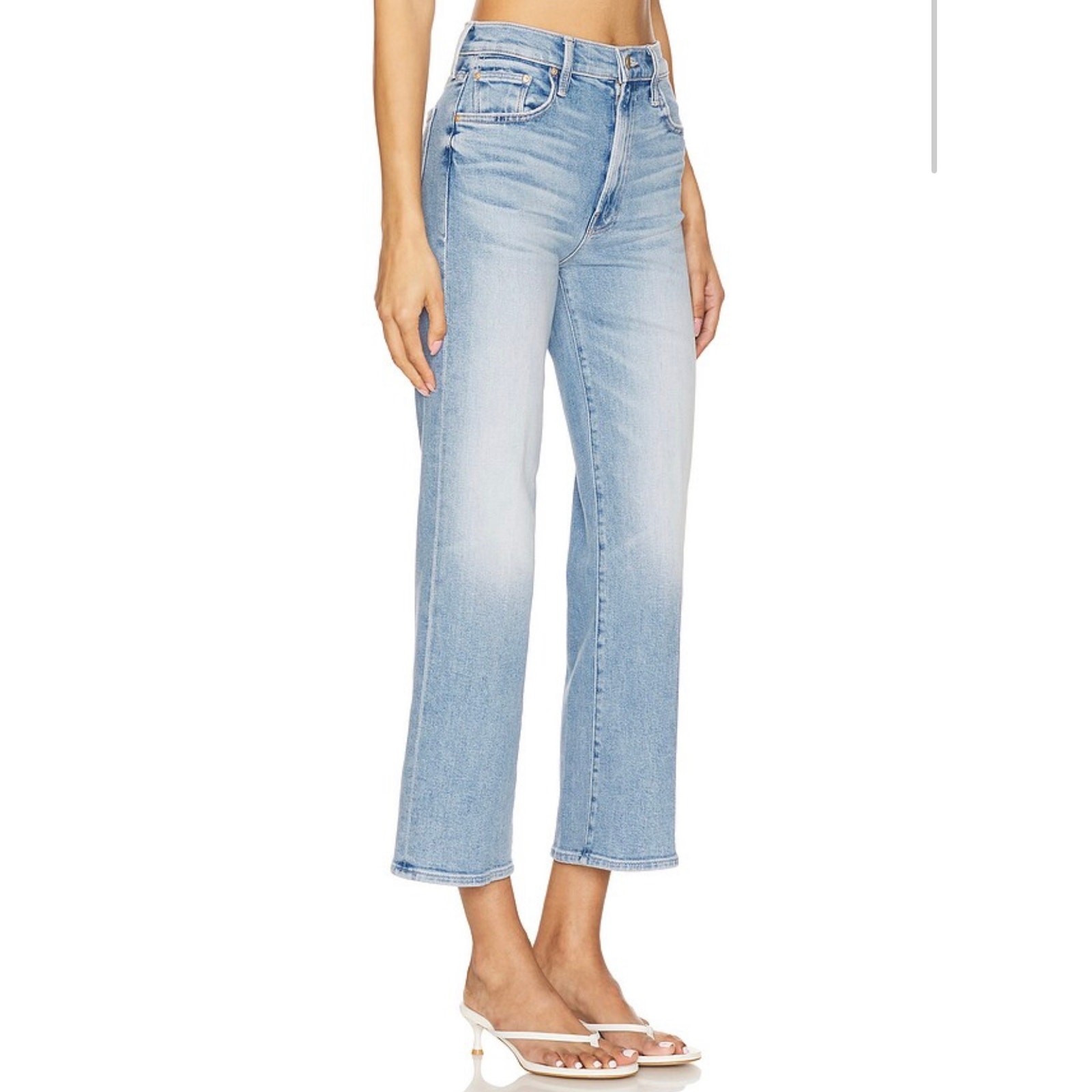 Mother The Rambler Zip Ankle Jeans Straight Leg Going Dutch Blue Size 34 NWT image 2