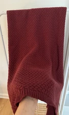 Frette Basketweave Pattern Throw Blanket Quiet Luxury Home Blanket Red Burgandy