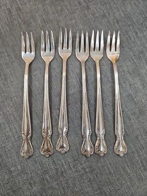 6 Rogers & Bros IS Plated, Daybreak Elegant Lady Pickle, Olive, Cocktail Forks