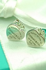 Return To Tiffany & Co Sterlingsilber Mini Herz Anhänger Ohrringe Einzelhandel £270+