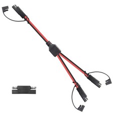 12AWG SAE Y Splitter 1 to 2 Extension Cable with Waterproof Cap 1Ft SAE to 2 ...