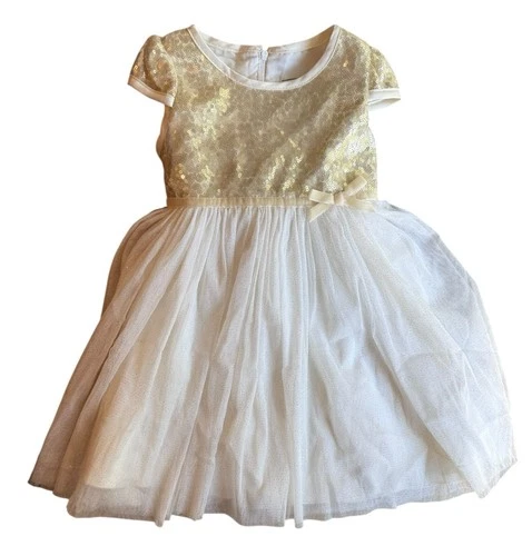 Dorissa Dress Baby Special Occasion Size 24 Months Holiday Party Gold Ivory NWT