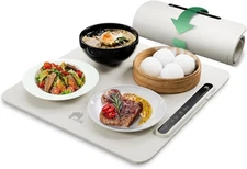 EconoHome Electric Warming Mat, 17” x 17” Silicone Tray, 3 Heat Levels, Beige