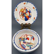 Vintage Tiffany Co Bowl Plate Set Seashore Child's Nautical Beach Porcelain