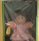 Cabbage Patch Kids Play Doll Original Box Pink Outfit Curly Brown Hair 1984