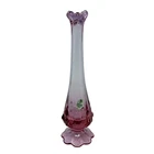 Vintage Fenton Deep Cranberry Glass Swung Vase Footed Pedestal 9.25"