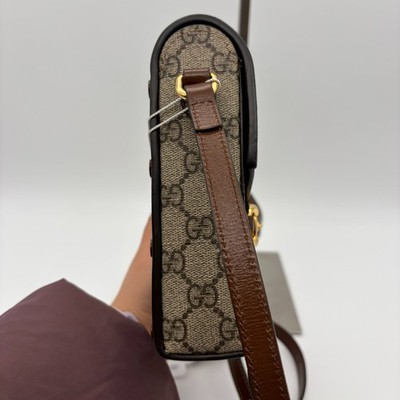 【used】GUCCI ミニポーチ Gucci Horsebit 1955 mini bag in beige and dark brown GG Supreme