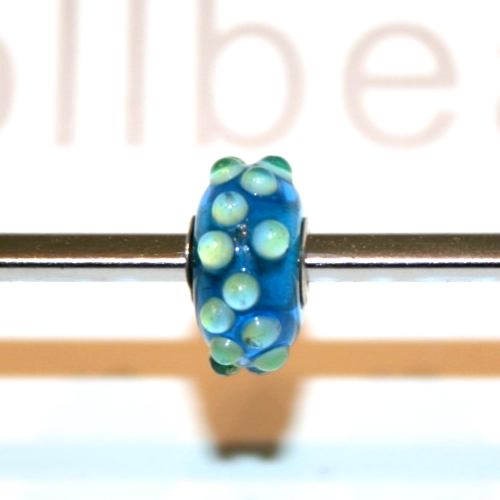 TROLLBEADS OOAK One of a Kind Unique LAA 925S Bead Turquoise with Green Dots New - Picture 2 of 6