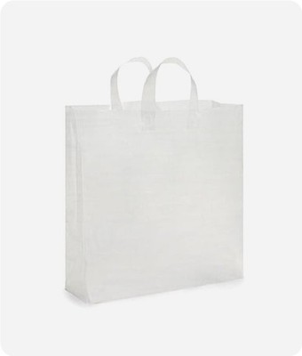 Uline Clear Frosted Shopping Bags with handles  50 Count 16''x6''x16''