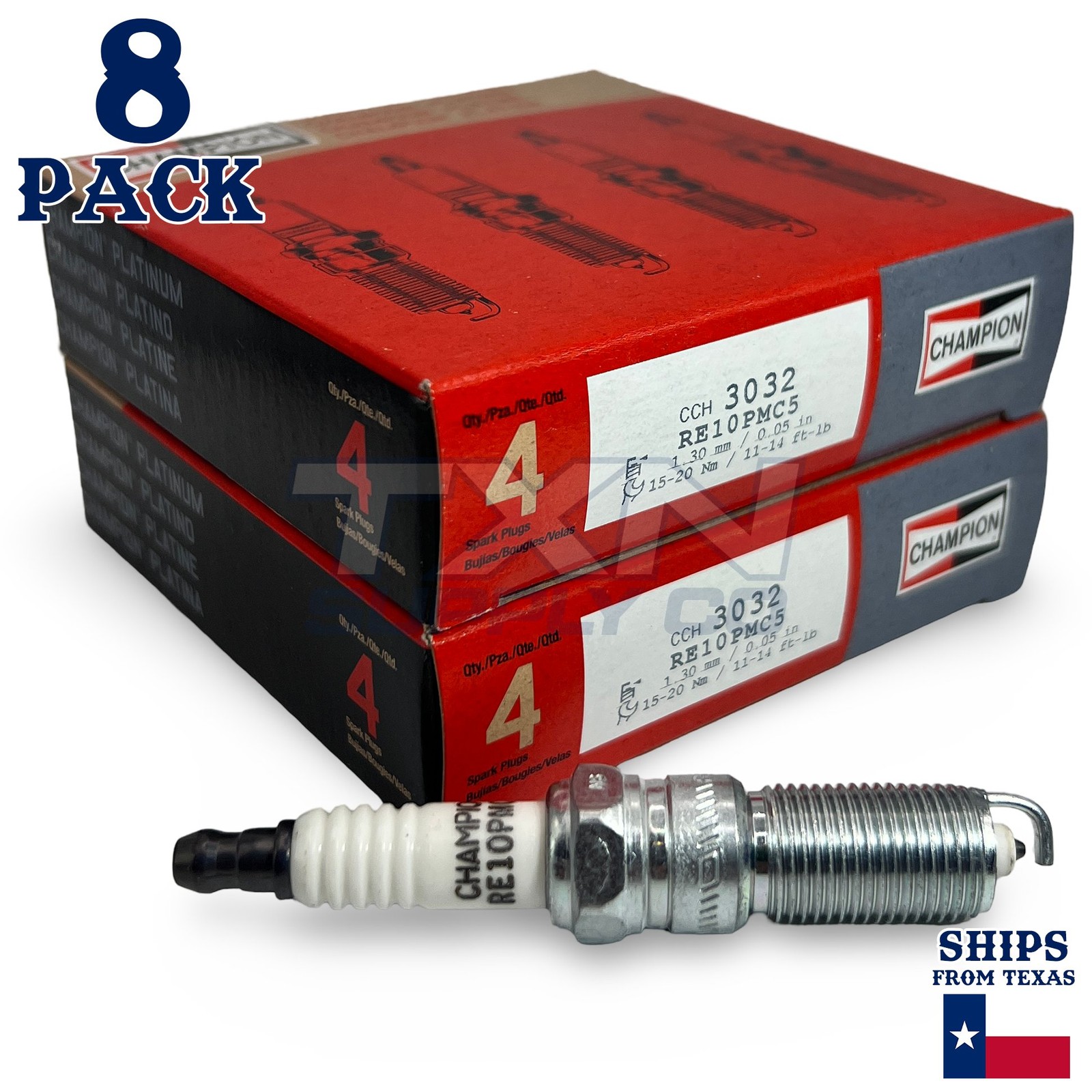 Champion 3032 Platinum Spark Plugs RE10PMC5 - 8 Pack