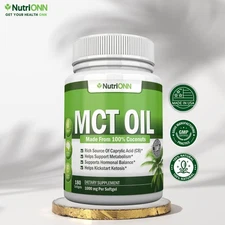 MCT Oil - 3000mg - Keto - Weight Loss - Energy & Brain Function - 180 Softgels