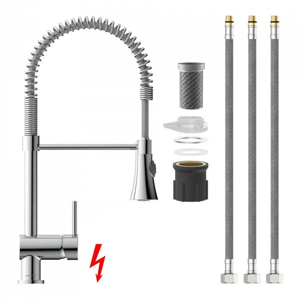 KüChenarmatur SpüLtisch Armatur Spiralfeder Mischbatterie Brause, Niederdruck-image