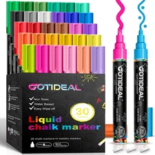 Chalk Markers, 30 Colors Liquid Chalk Markers for Blackboard Chalkboard Calendar