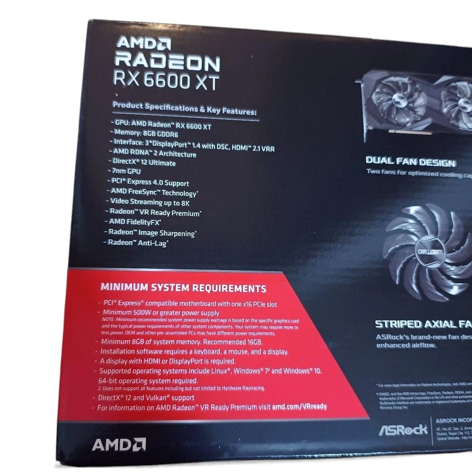 ASRock AMD Radeon RX 6600 XT 8GB OC GDDR6 Graphics Card NEW JP - Image 3 of 4